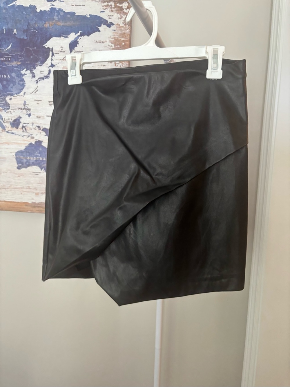Dynamite Black Faux Leather Asymmetrical Mini Skirt